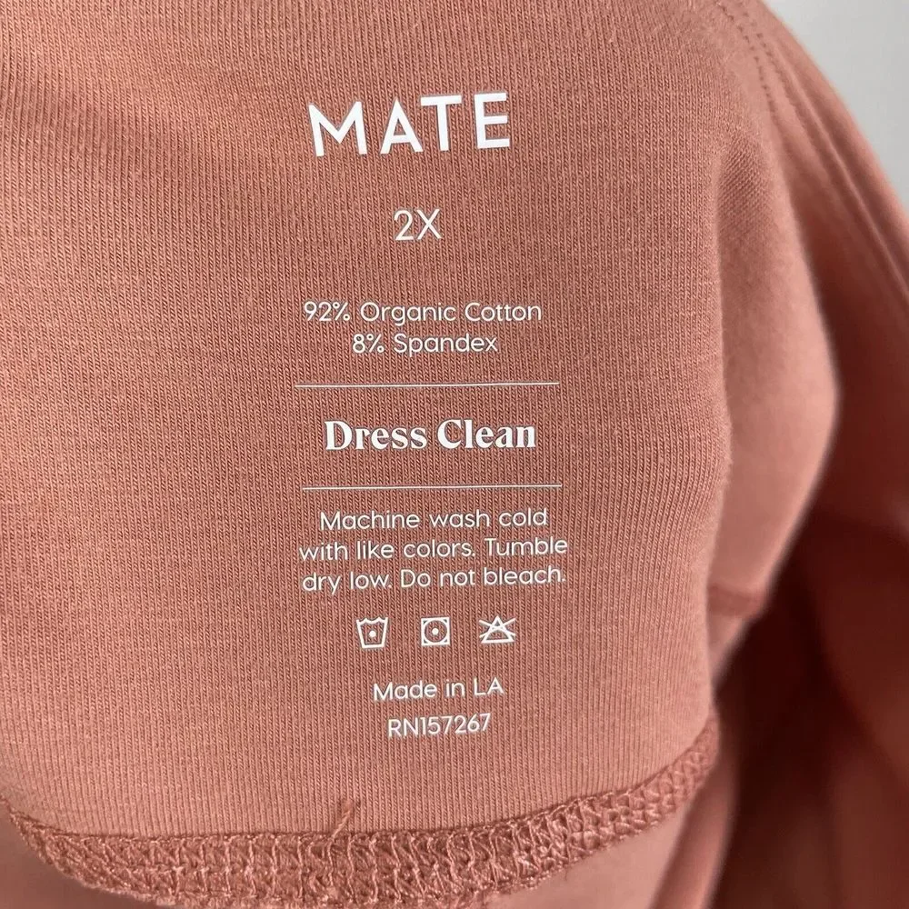 MATE The Label Leggings Womens 2X Rose Terracotta Stretch NEW Organic Cotton - Picture 7 of 10